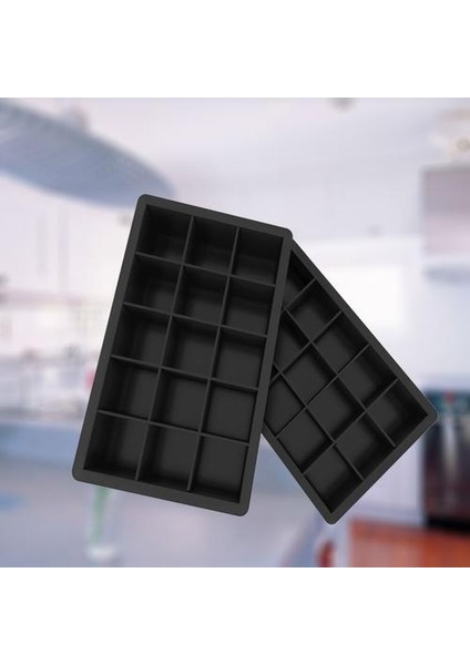 Silikon Buz Küpü Tepsileri Kalıpları Kolay Serbest Bırakma Kare Şekil Şeker Kek Pudingi Çikolata Kalıpları (18.5 cm * 11.5 cm * 3.5 Cm, Siyah)