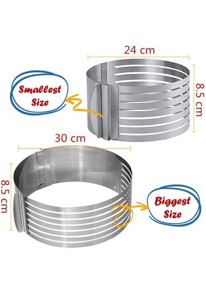 2prece 24 30 cm Ayarlanabilir Kek Kesici Dilimleme Paslanmaz Çelik Yuvarlak Ekmek Kek Dilimleme Kesici Kalıp Kek Araçları Dıy Kek Dekorasyon Araçları | Kek Kalıpları(Yurt Dışından)