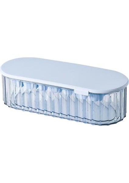 32 cm Silikon Buz Küp Makinesi Tepsileri Kapakları Kutusu ile Kutusu 21CELL Dondurucu Dondurma Için Soğuk Içecekler Viski Kokteyller Mutfak Aletleri Buz Kalıp (Mavi)