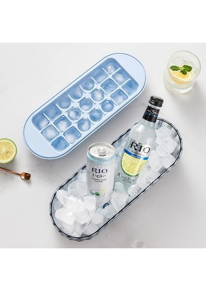 32 cm Silikon Buz Küp Makinesi Tepsileri Kapakları Kutusu ile Kutusu 21CELL Dondurucu Dondurma Için Soğuk Içecekler Viski Kokteyller Mutfak Aletleri Buz Kalıp (Mavi) fırsatları