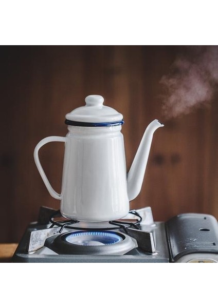 1.1l Emaye Kahve Pot El Çay Su Isıtıcısı Indüksiyon Ocak Gaz Sobası Evrensel Beyaz Cnim Sıcak | Su Isıtıcılar