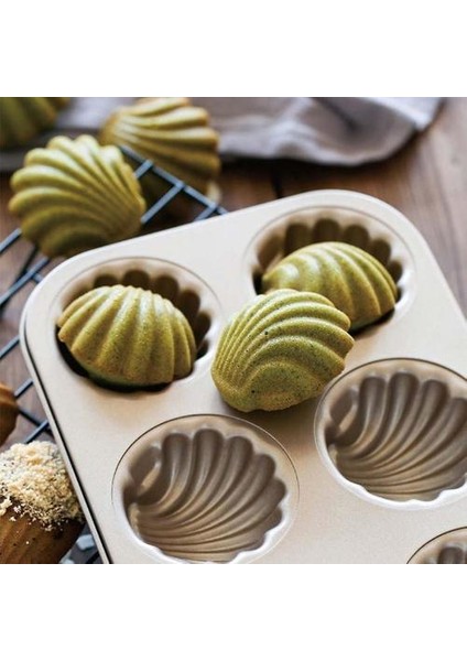 6 Kavite Yapışmaz Shell Madeleine Pan Kek Tenekeleri(Yurt Dışından)