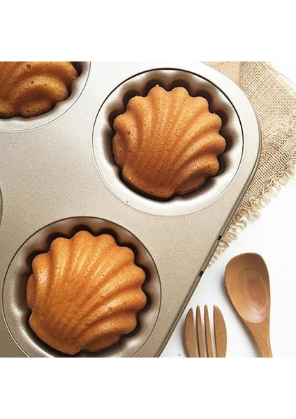 6 Kavite Yapışmaz Shell Madeleine Pan Kek Tenekeleri(Yurt Dışından)