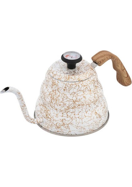 500 ml Termometre Kahve Tencere Kahve Su Isıtıcısı Gaz Indüksiyon Ocak Genel Kaynama Su Isıtıcısı Çaydanlık Ahşap Tahıl Anti Haşlanma Kolu | Su Isıtıcılar