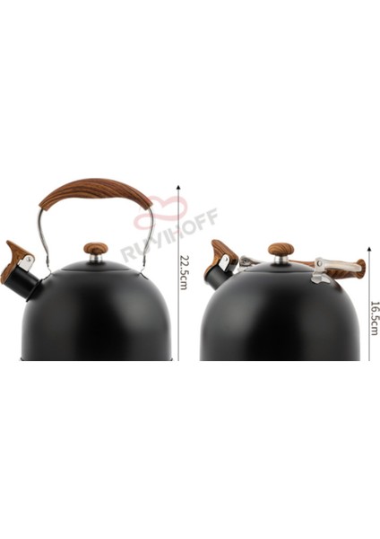 2.5l Paslanmaz Çelik Islık Çay Su Isıtıcısı Ahşap Tahıl Antiği Haşlama Kolu Kahve Çay Kettle Evrensel Gaz Sobası Indüksiyon Ocak | Su Isıtıcılar