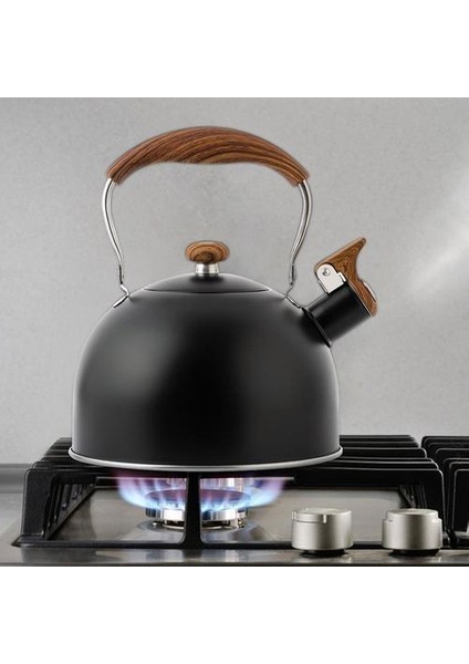 2.5l Paslanmaz Çelik Islık Çay Su Isıtıcısı Ahşap Tahıl Antiği Haşlama Kolu Kahve Çay Kettle Evrensel Gaz Sobası Indüksiyon Ocak | Su Isıtıcılar