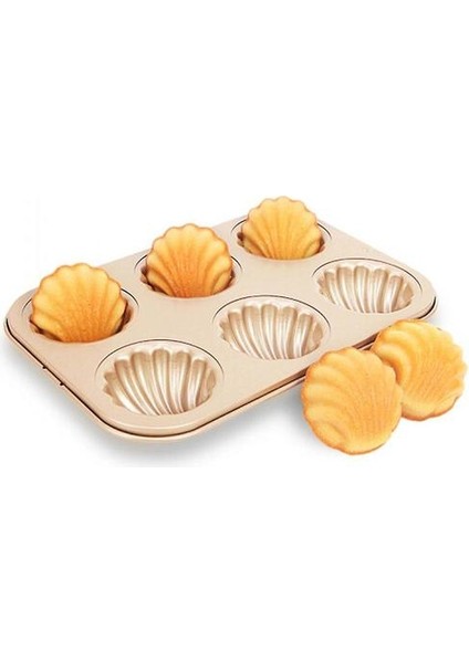 6 Kavite Yapışmaz Shell Madeleine Pan Kek Tenekeleri(Yurt Dışından)