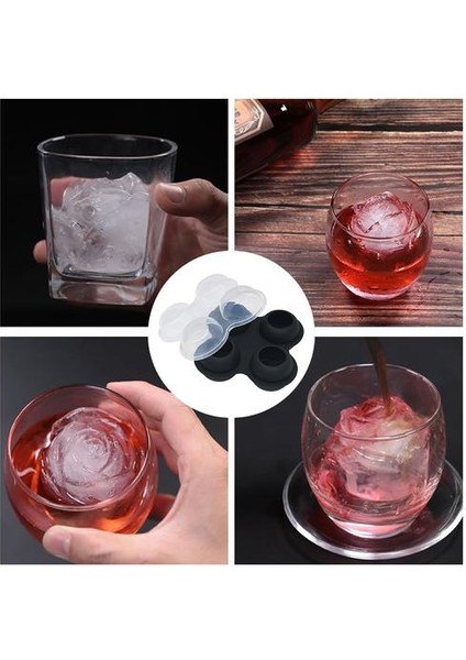 Buz Kalıpları Buz Küp Kalıp Silikon Kalıp Gül Şekli Dondurma Kalıp Viski Kokteyl Kalıp Bar Araçları Mutfak Bar Araçları Buz Kalıpları | Dondurma Makineleri (17 * 17 * 6.5 Cm, Siyah) fırsatları