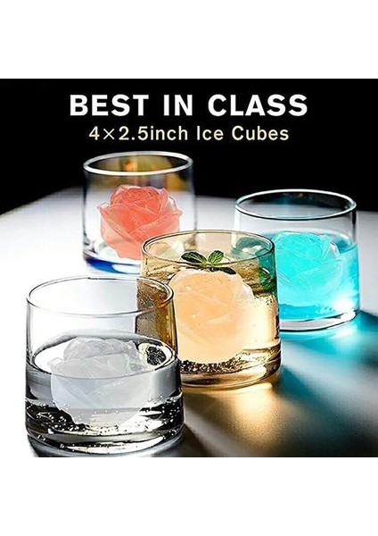 Gül Ice Cube Maker Buz Tepsi Kalıp 4 Barlar Parti Aksesuarları Viski Şarap Cam Buz Tepsisi Silikon Kalıp Mutfak Aletleri (18 * 7.5 Cm)(Yurt Dışından)