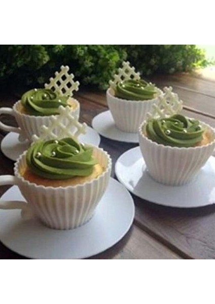 8 Adet Silikon Cupcake Bardak Muffin Kek Teacup Kalıp