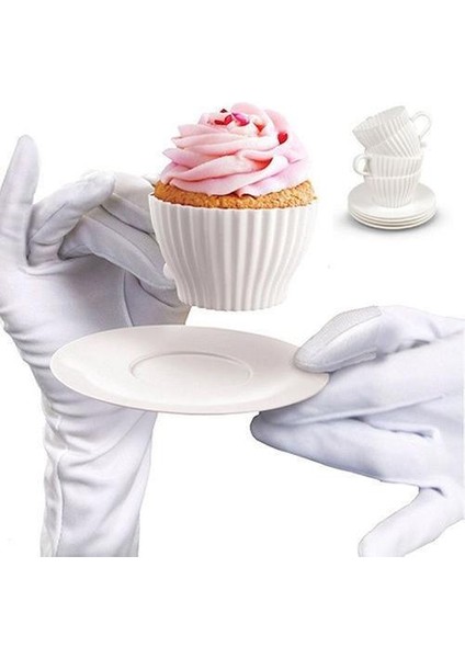 8 Adet Silikon Cupcake Bardak Muffin Kek Teacup Kalıp