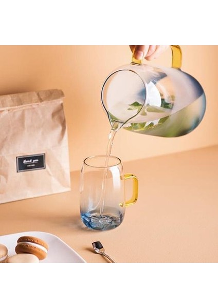 Cutelife Soğuk Cam Su Şişesi Kavanoz Su Isıtıcısı Şeffaf Büyük Kapasiteli Isıya Dayanıklı Su Tenceresi Saplı Çaydanlık Sürahları 1.4l | Sürahi