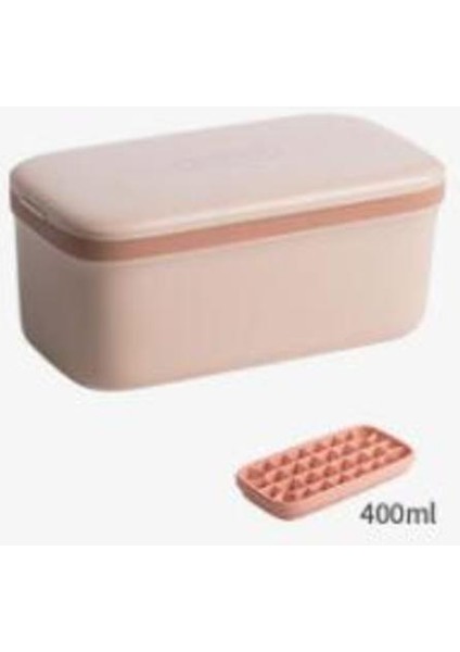 Kapak Çift Katmanlı Buz Küpü Tepsi Silikon Kalıp Koplar Ice Cube Kutusu Kalıp (23.2 * 11.9 * 10.2 Cm, Pembe)(Yurt Dışından)