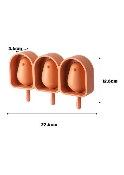 22 cm Silikon Kuş Şekli Dondurma Kalıp Popsicle Kalıp Çubuklar ile 3 Hücre Buz Küpü Tepsi Dıy Tatlı Kek Dekorasyon Aracı | Dondurma Makineleri (Kahverengi)