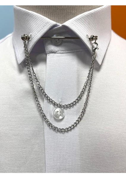 Silver Zincir Detay Yaka Iğnesi