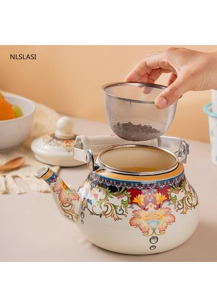 Emaye Emaye Su Isıtıcısı Çay ve Gaz Indüksiyon Ocak Için Süzgeci ile Küçük Kahve ve Süt Demlik | Su Isıtıcılar