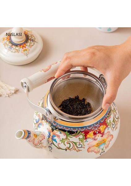 Emaye Emaye Su Isıtıcısı Çay ve Gaz Indüksiyon Ocak Için Süzgeci ile Küçük Kahve ve Süt Demlik | Su Isıtıcılar