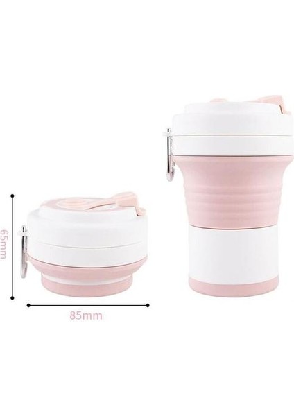 550 ml Kahve Fincanı Katlanabilir Taşınabilir Silikon Su Fincan Işlevli Outdoortravel Takılabilir Saman Içme Tumbler Çay Kupa | Sürahi (Pembe)(Yurt Dışından)