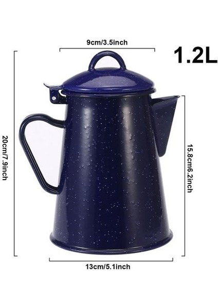 800/1200/1800/2400 ml Yıldızlı Gökyüzü Mavi Emaye Su Isıtıcısı Handgrip ile Yüksek Su Pot Kahve Su Su Isıtıcısı | Sürahi