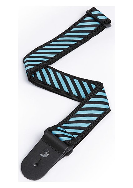 Woven Straps, Indie 50SJP01 Striped Jaquard On Polyopro, Blue Gitar Askısı