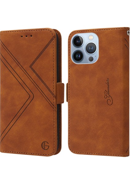 Geometrik Çizgi Pu Kılıfı Foriphone 13 Pro Brown (Yurt Dışından) fırsatları