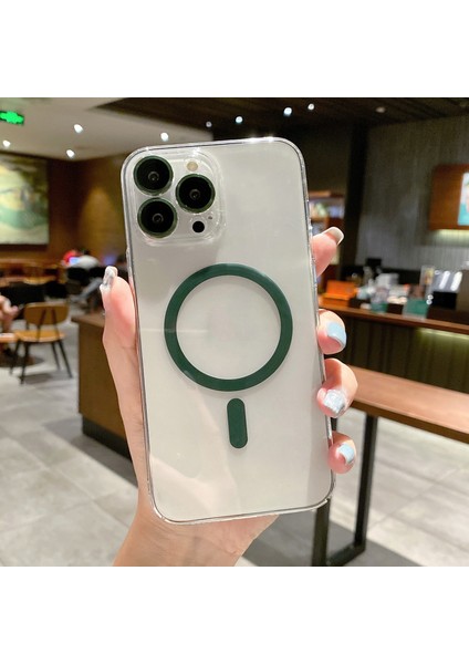 iPhone13 Pro Green Magsafe Manyetik Telefon Kılıfı (Yurt Dışından)