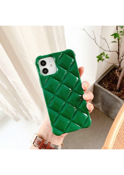 Rhombic Doku Tpu iPhone13 Koyu Yeşil Telefon Kılıfı (Yurt Dışından)