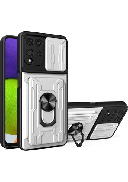 Samsung Galaxy A22 4g Beyaz Için Kayar Camshield Kart Kılıfı (Yurt Dışından)
