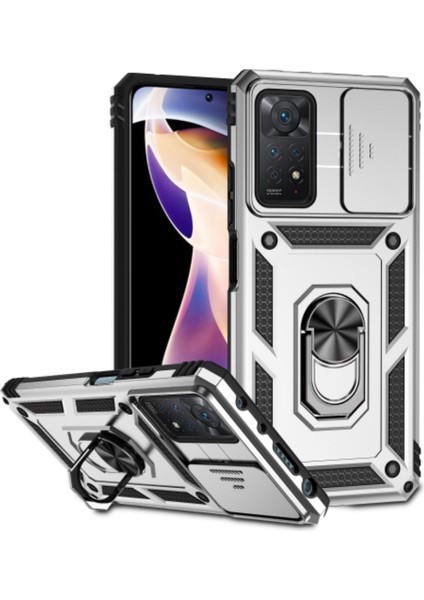 Xiaomi Redmi Note 11 Uyumlu Kılıf Kamera Sürgülü Mıntasılı Standlı Ultra Dayanıklı Tank Kılıf