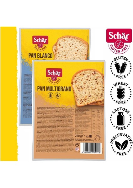 Glutensiz Ekmek Seti Pan Blanco Pan Multigrano Dilimli Ekmek 2 x 250 gr