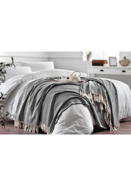 Bella Dekoratif Örtü Gri Tek Kişilik