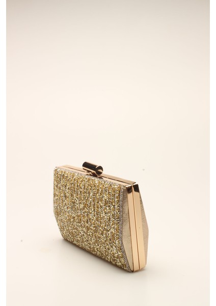 Taşlı Altın Kadın Çanta 13*19 cm