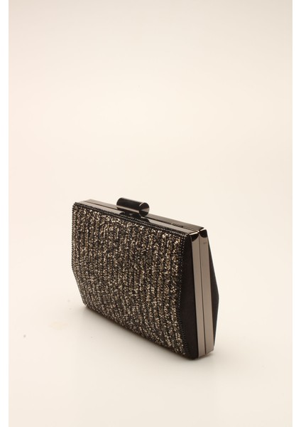 Taşlı Siyah Kadın Çanta 13*19 cm