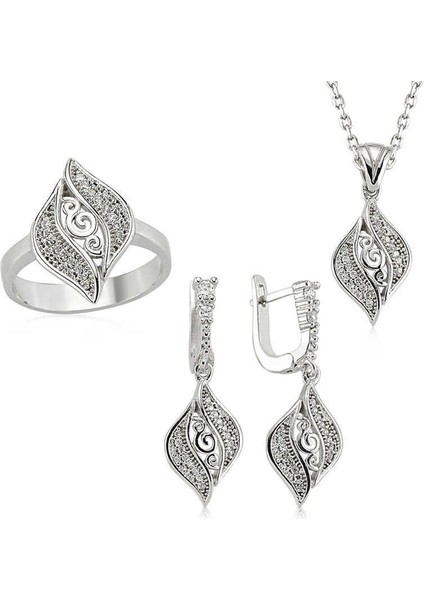 Gümüş Yaprak Desenli Bayan Set