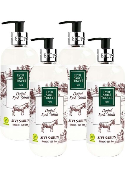 Doğal Eşek Sütlü Sıvı Sabun 500 ml x 4