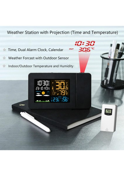 Kablosuz Sensörlü Dijital Hava Durumu ile Dijital Hava Tahmini Istasyonu Rengi (Yurt Dışından) indirimleri