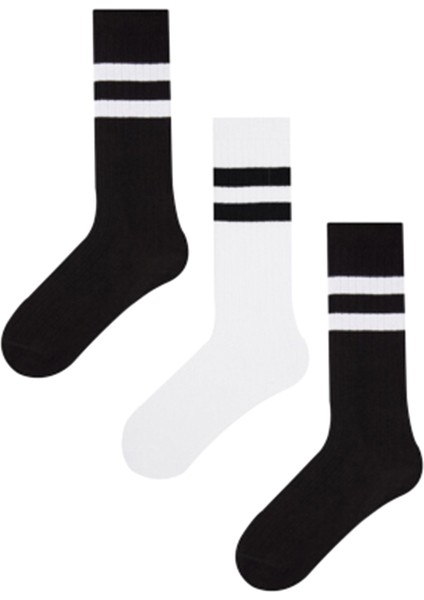 Mem Socks 3'lü Çizgili Çocuk Dizaltı Çorap