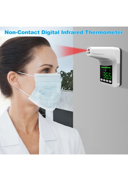 Temassız Dijital Duvara Monte Alın Termometresi - Beyaz (Yurt Dışından) fırsatları