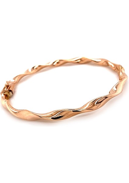 Burgulu Rose Altın Kelepçe 14 Ayar