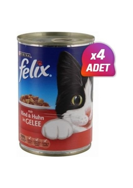Felix Sığır Etli Konserve Kedi Mamasi 400 gr 4 Adet