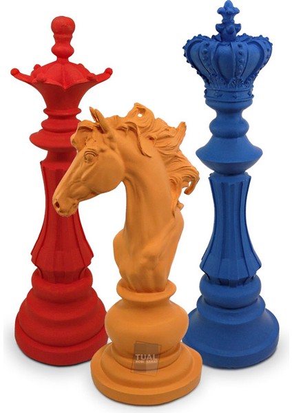 Dekoratif Satranç Taşı Heykeli Seti (3 Parça)
