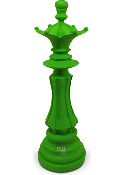 Dekoratif Polyester Satranç Taşı Heykeli Vezir Modeli (37X12CM) Mat Yeşil