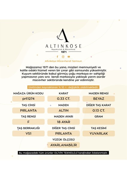 0.33 Ct. Pırlanta Tek Taş Yüzük modelleri