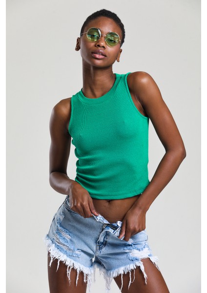 Kadın Halter Yaka Fitilli 2'li Paket Crop Bluz