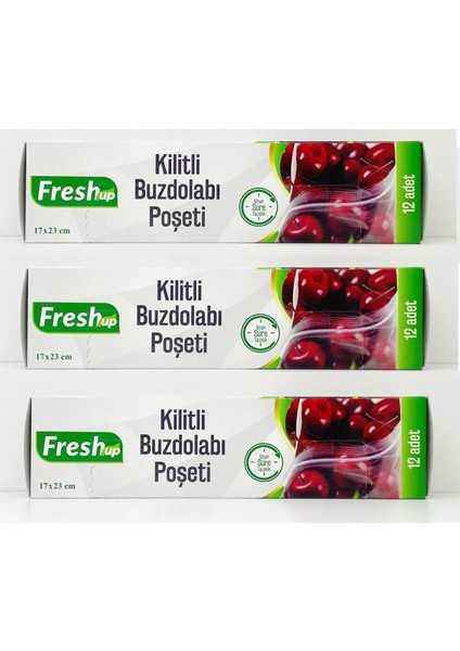 Fresh-Up 17 x 23 cm Küçük Boy Kilitli Buzdolabı Poşeti 36'lı