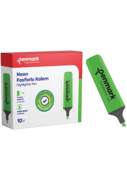 Fosforlu Kalem Neon Yesıl 10 Lu Hs 505 02
