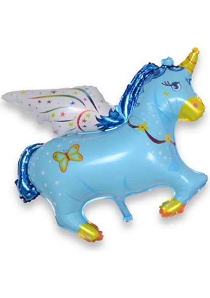 Süpershape Folyo Balon Tek Boynuz Unicorn At Mavi Renk 120 cm