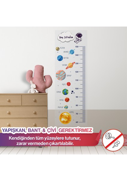 Uzay Temalı Akıllı Kağıt Sticker Boy Cetveli