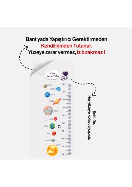 Uzay Temalı Akıllı Kağıt Sticker Boy Cetveli fırsatları