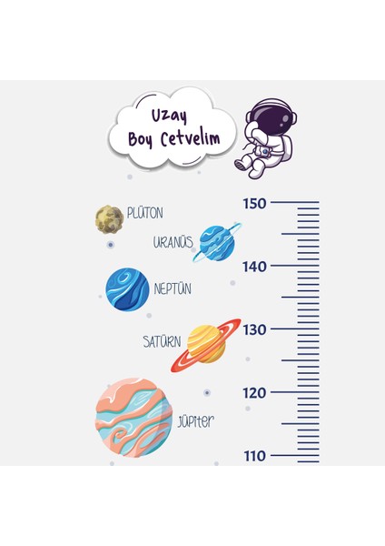 Uzay Temalı Akıllı Kağıt Sticker Boy Cetveli modelleri